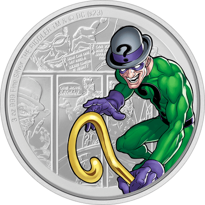 DC Villains THE RIDDLER™ 3 Oz Silver Coin