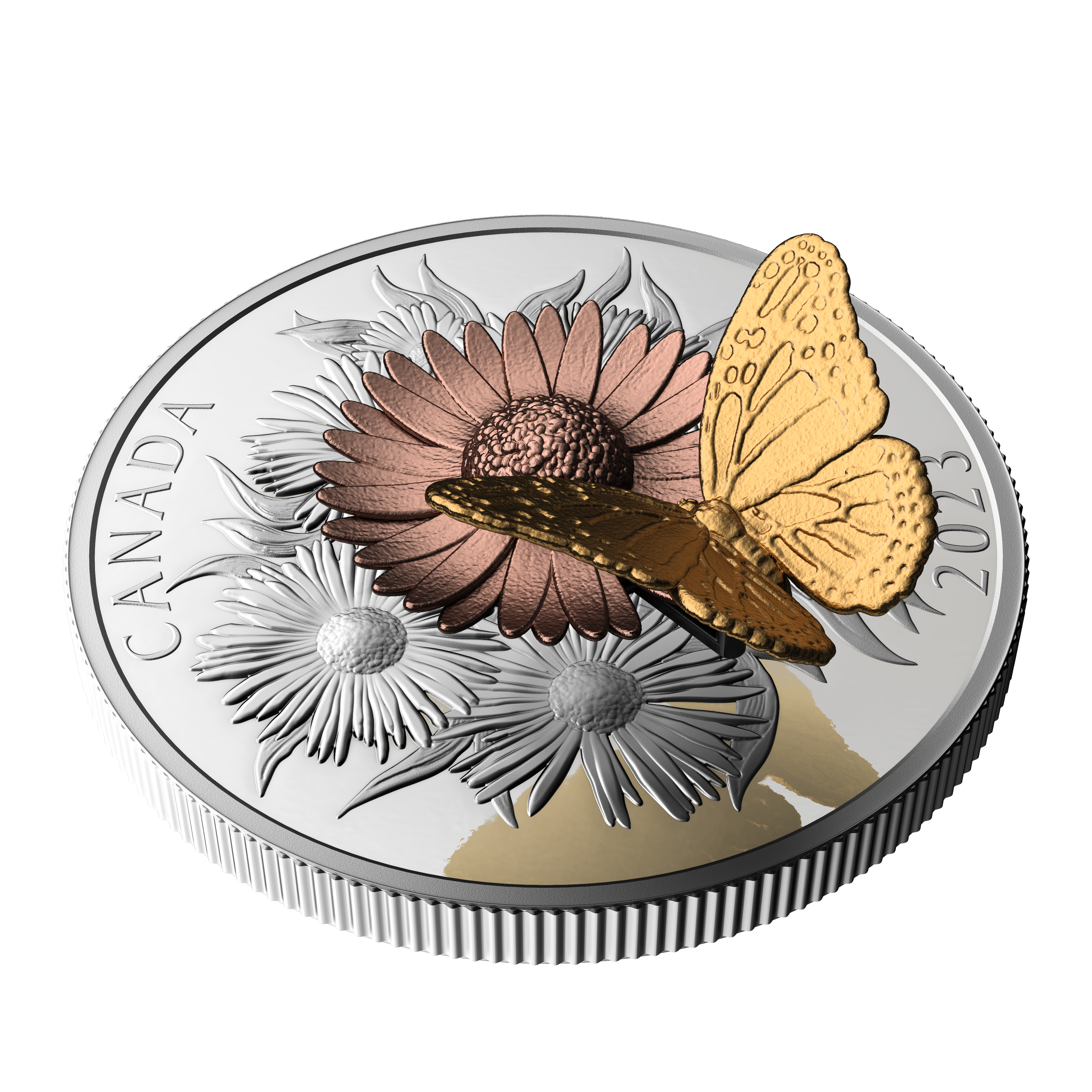 THE MONARCH AND THE BLOOM 5 Oz Silver Coin $50 Canada 2023