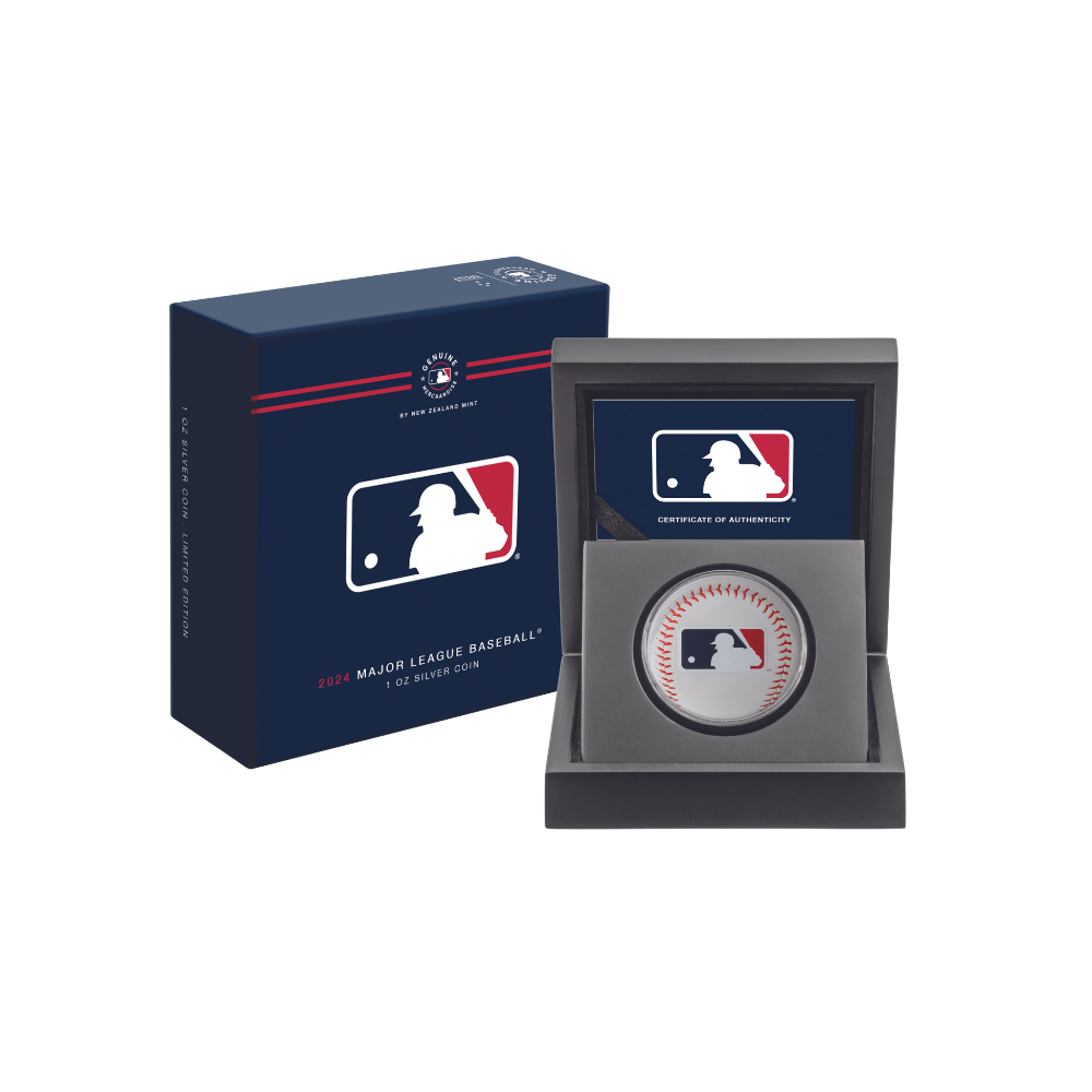 MLB LOGO Major League Baseball 5 Oz Silver Coin $10 Niue 2024