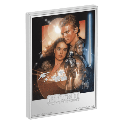 Attack of the Clones Star Wars Poster 5 Oz Silver Coin - Reverse - Agoro By New Zealand Mint