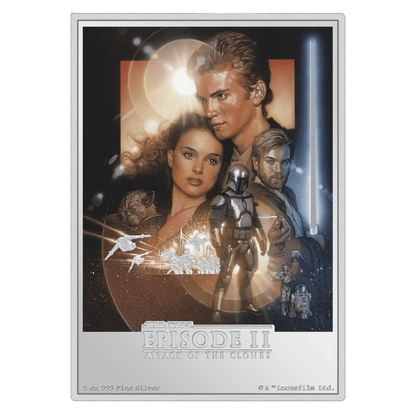 Attack of the Clones Star Wars Poster 5 Oz Silver Coin - Reverse full - Agoro By New Zealand Mint