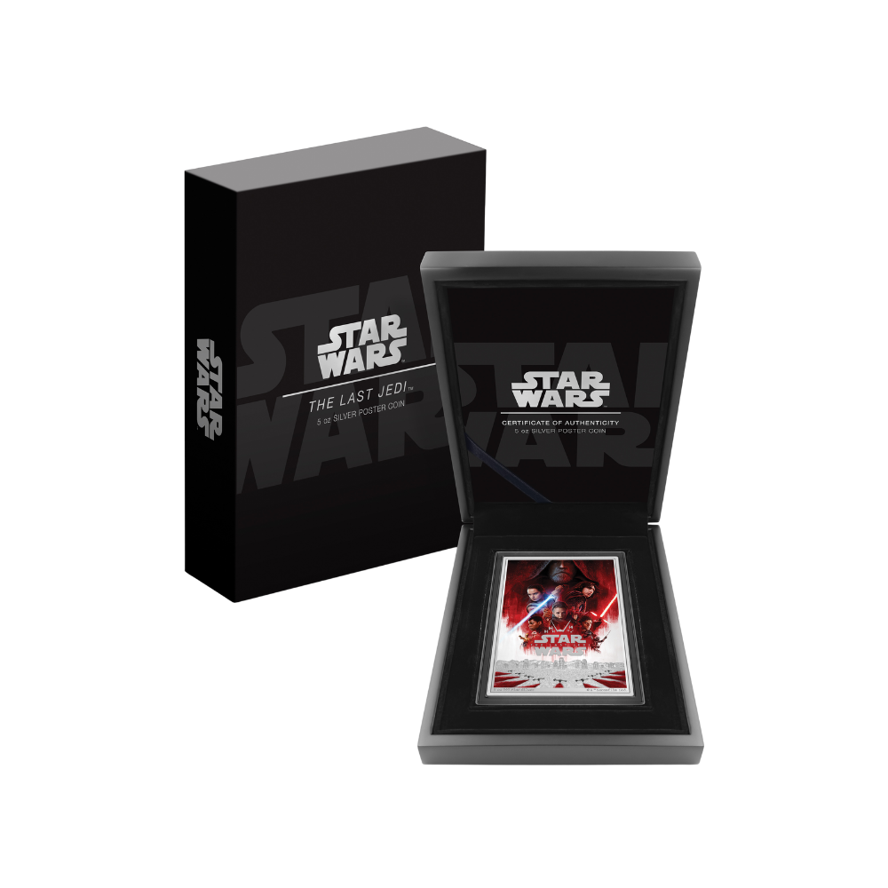 LAST JEDI POSTER 5 Oz Silver Coin $10 Niue 2024