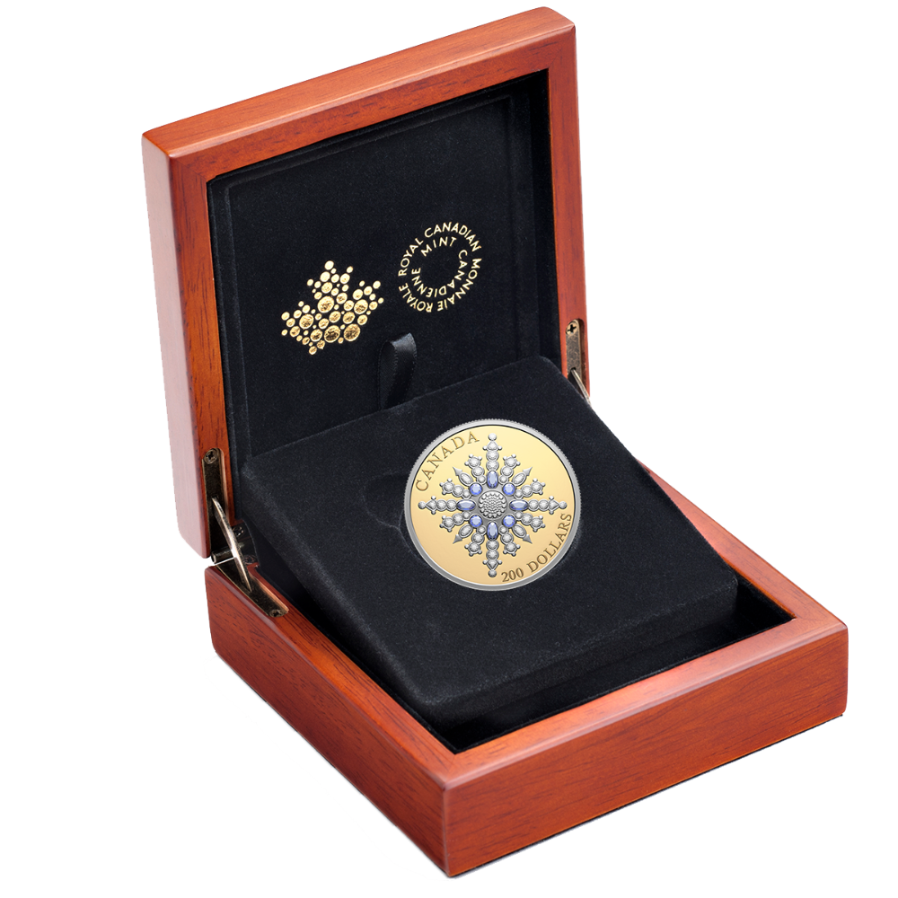 THE SAPPHIRE JUBILEE SNOWFLAKE BROOCH 2 Oz Gold Coin $250 Canada 2024