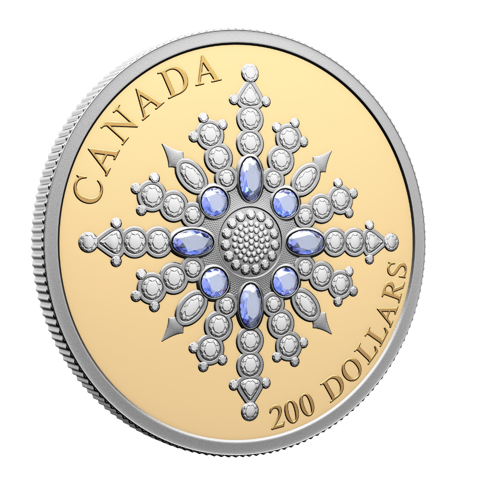 THE SAPPHIRE JUBILEE SNOWFLAKE BROOCH 2 Oz Gold Coin $250 Canada 2024