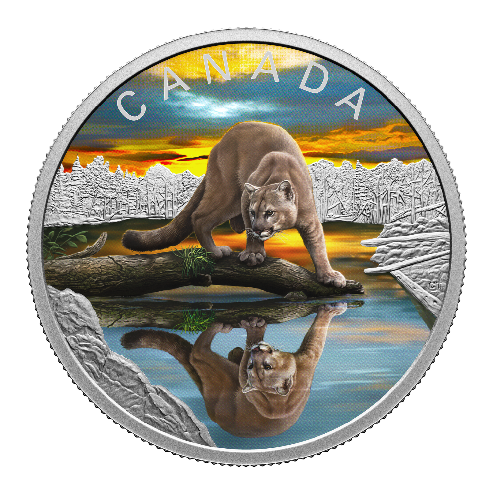 COUGAR Wildlife reflections 1 Oz Silver Coin $20 Canada