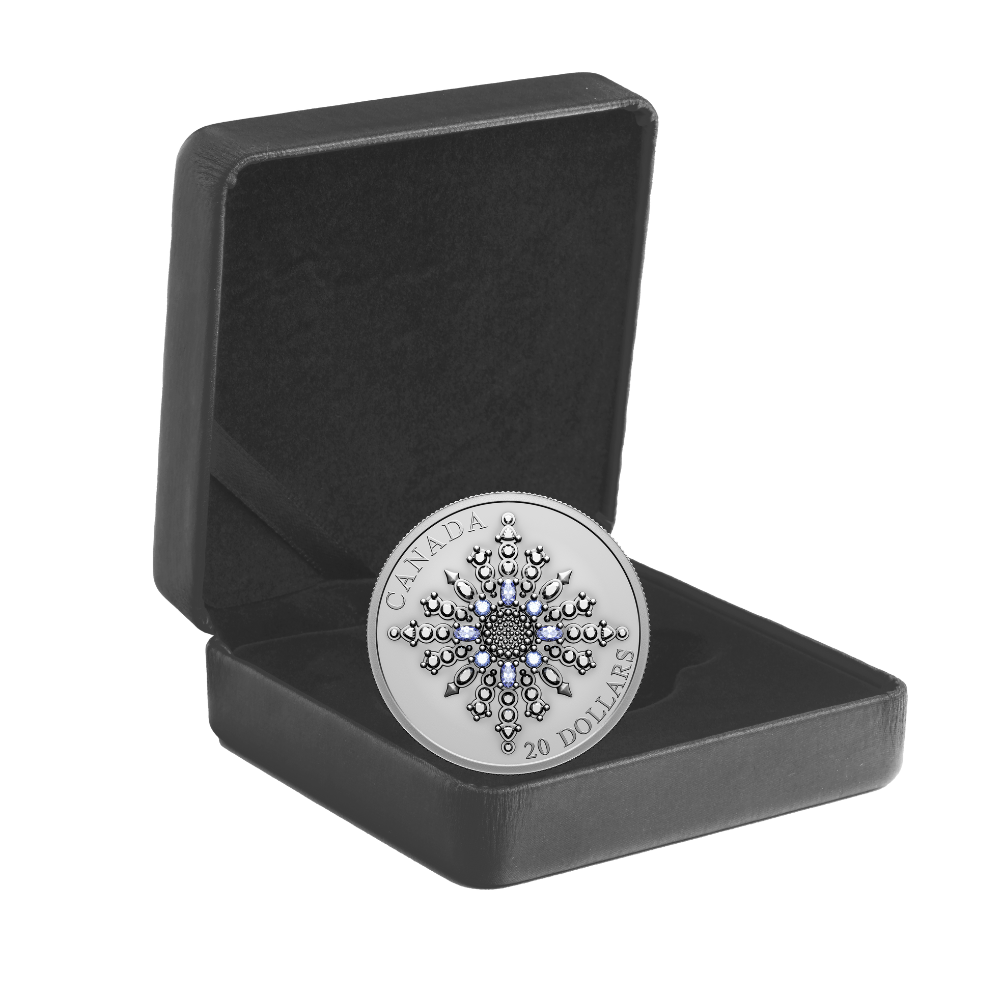 THE SAPPHIRE JUBILEE SNOWFLAKE BROOCH 1 Oz Silver Coin $20 Canada 2024
