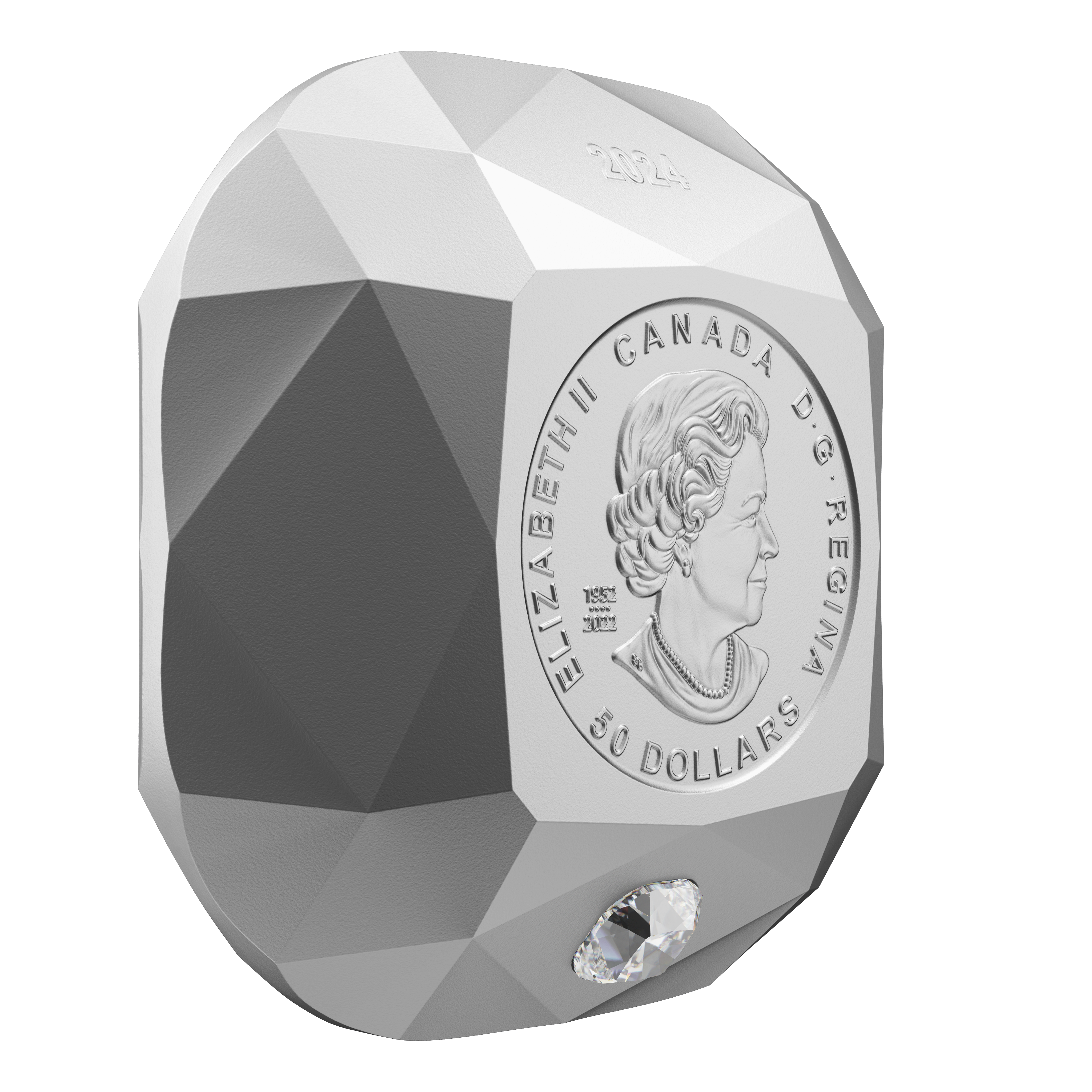 DE BEERS Ideal Cushion Diamond pure silver coin $50 Canada 2024