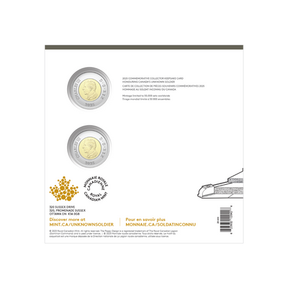 2025 Commemorative Collector Keepsake Card Honouring Canada’s Unknown Soldier ROYAL CANADIAN MINT