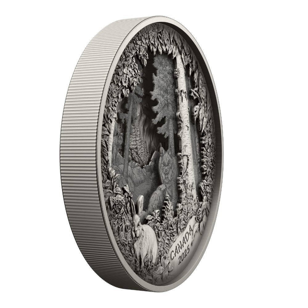 Predator or Prey in Shadow Box Fine Silver Coin Canada 2025 side angle - Royal Canadian Mint