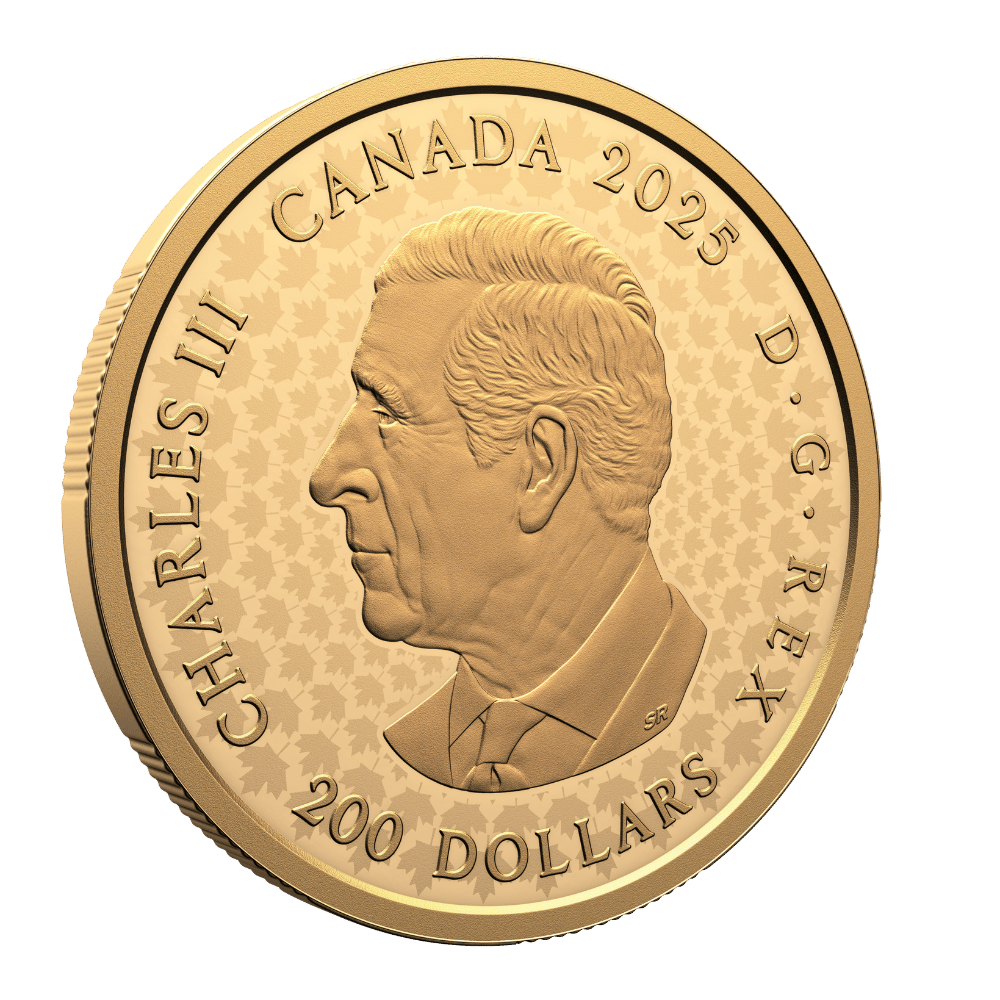 Great Hunters Grey Wolf 1 Oz Pure Gold Ultra High Relief Coin Canada 2025 obverse Royal Canadian Mint