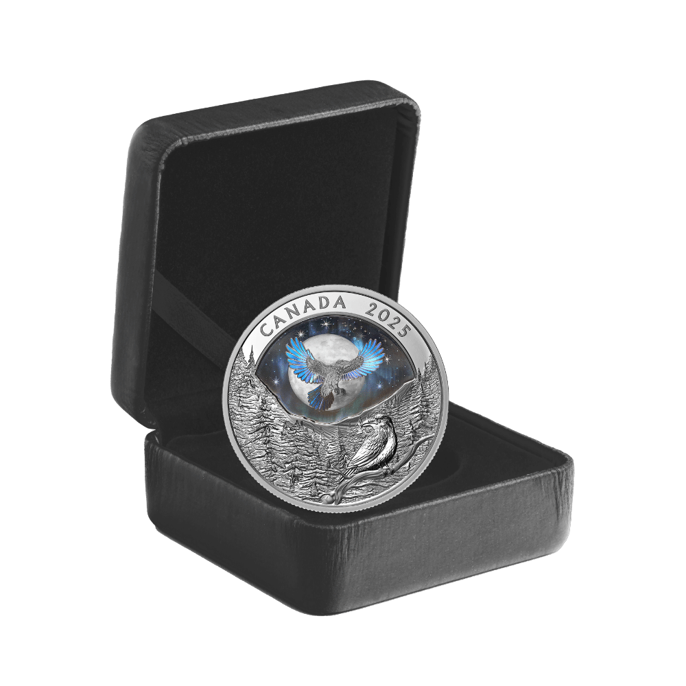 Moon Sky Raven 1 Oz Fine Silver Coin Canada 2025 packaging Royal Canadian Mint