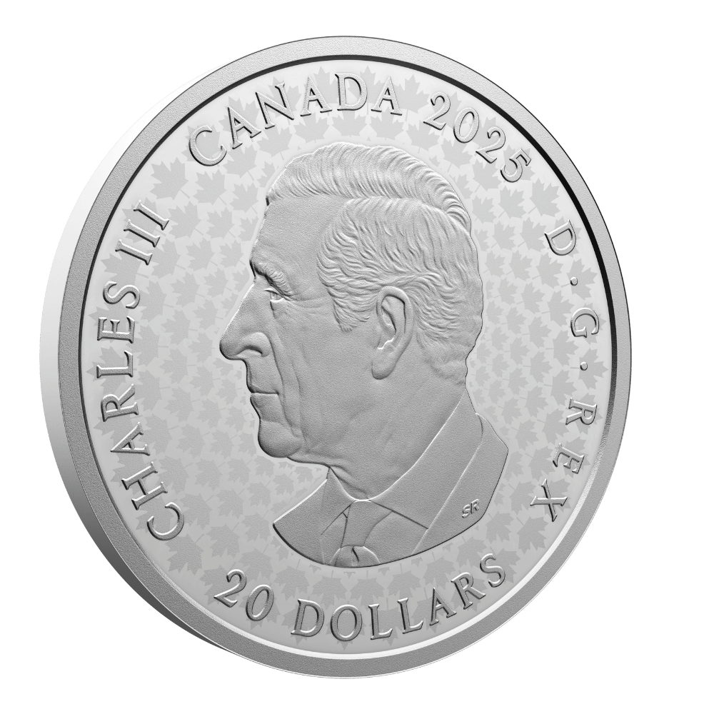 Great Hunters Grey Wolf 1 Oz Fine Silver Ultra High Relief Coin Canada 2025 obverse Royal Canadian Mint