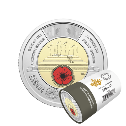 2025 $2 Honouring Canada’s Unknown Soldier Colourized Special Wrap Roll ROYAL CANADIAN MINT