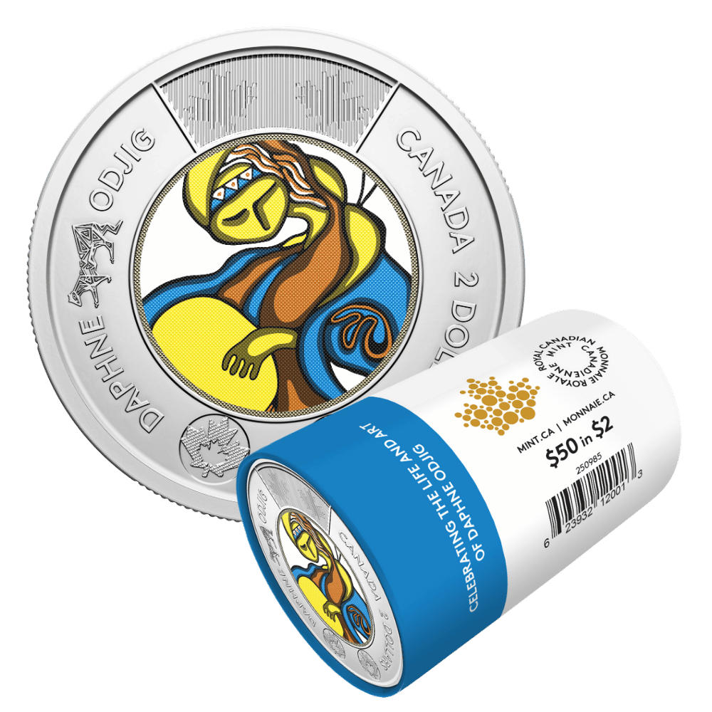 2025 $2 Celebrating the Life and Art of Daphne Odjig Colourized Special Wrap Roll Royal Canadian Mint