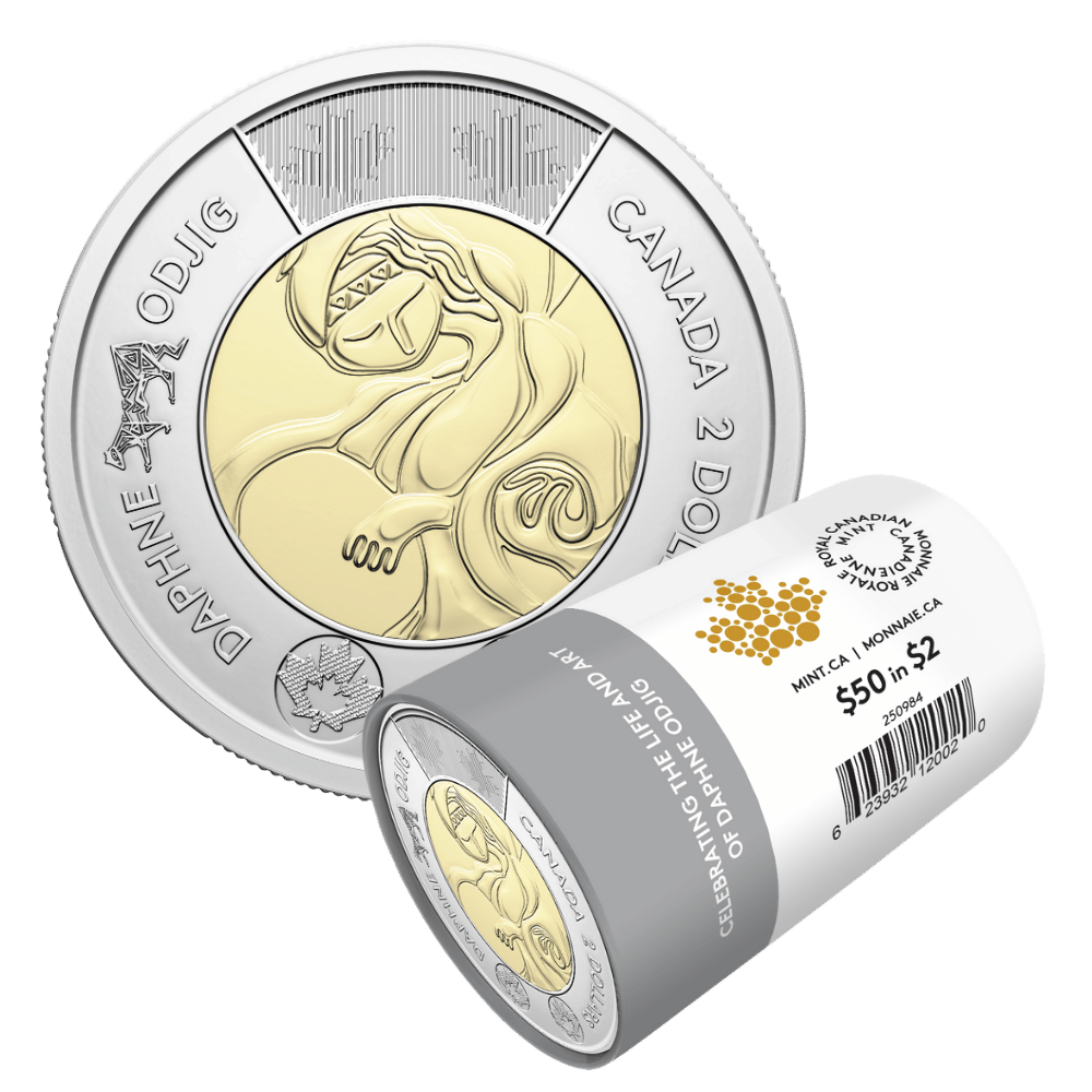 2025 $2 Celebrating the Life and Art of Daphne Odjig Non-colourized Special Wrap Roll Royal Canadian Mint