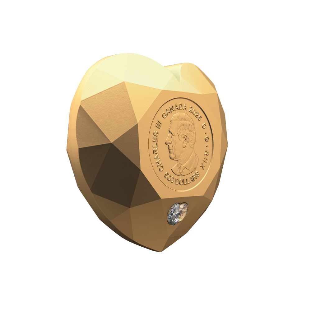 Heart Diamond Pure Gold Diamond Shaped Coin Canada 2025