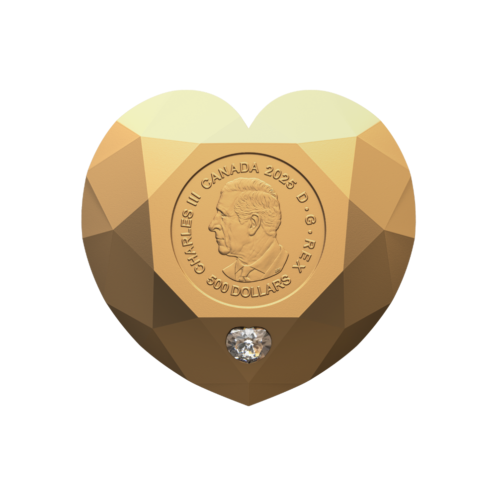 Heart Diamond Pure Gold Diamond Shaped Coin Canada 2025