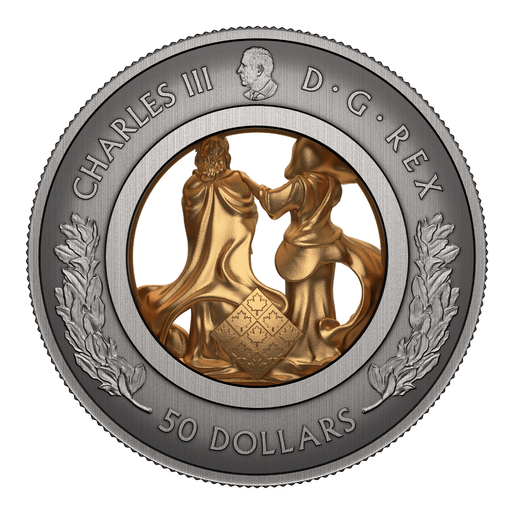 Allegories of Justice and Truth Multidimensional Fine Silver Coin Canada 2025 obverse Royal Canadian Mint