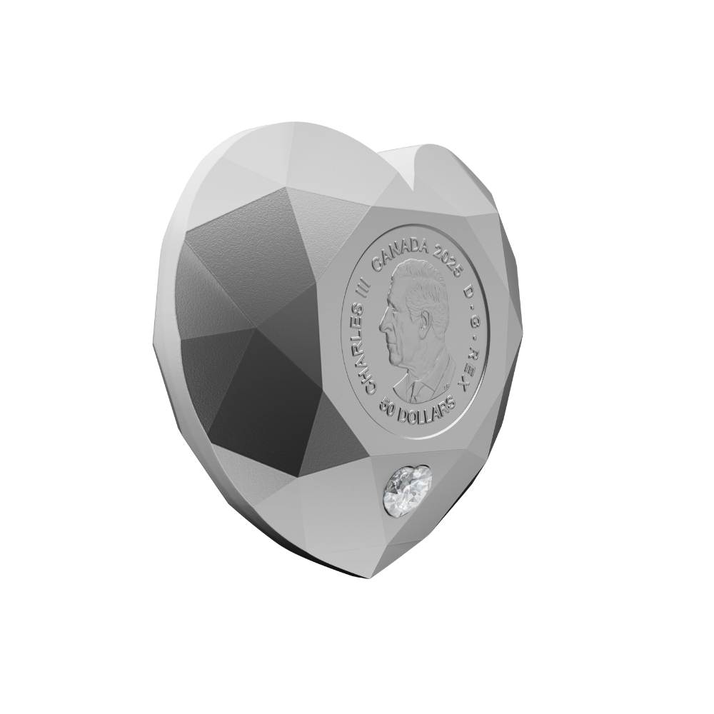Heart Diamond Fine Silver Diamond Shaped Coin Canada 2025