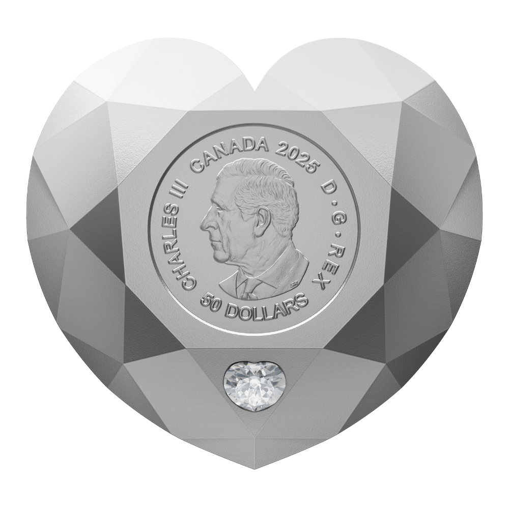 Heart Diamond Fine Silver Diamond Shaped Coin Canada 2025 reverse Royal Canadian Mint