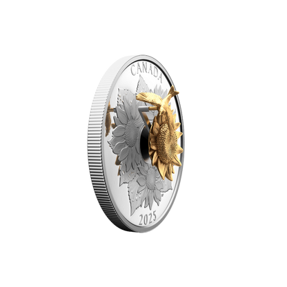 The Goldfinch and the Bloom 5 Oz Pure Silver Coin Canada 2025