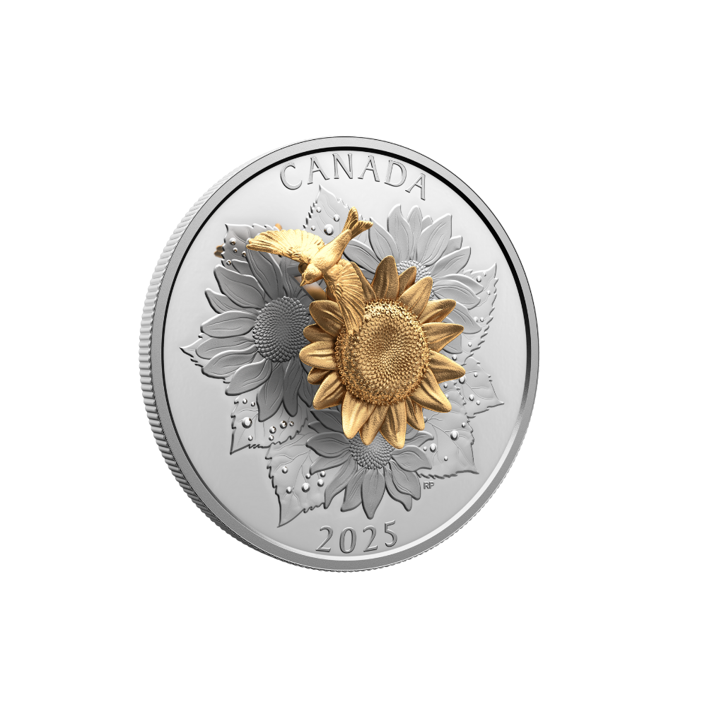 The Goldfinch and the Bloom 5 Oz Pure Silver Coin Canada 2025