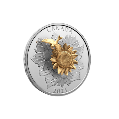 The Goldfinch and the Bloom 5 Oz Pure Silver Coin Canada 2025