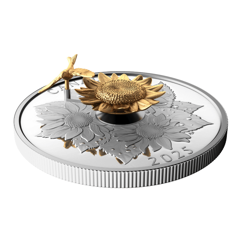 The Goldfinch and the Bloom 5 Oz Pure Silver Coin Canada 2025 Royal Canadian Mint