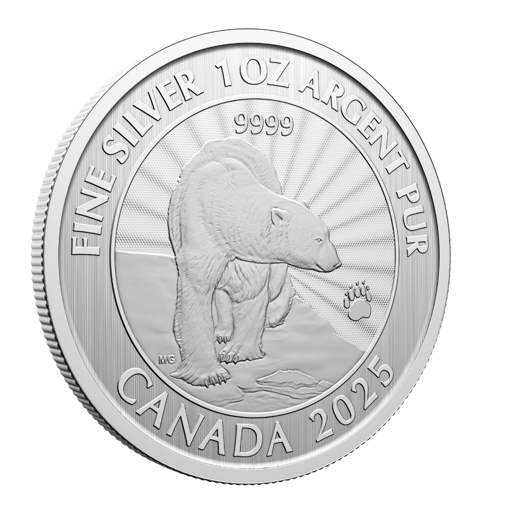2025 The Majestic Polar Bear – 1 oz. 99.99% Pure Silver Coin (Premium Bullion) - reverse - Royal Canadian Mint