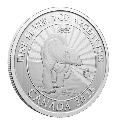 2025 The Majestic Polar Bear: First Strikes – 1 oz. 99.99% Pure Silver Coin (Premium Bullion) - reverse- Royal Canadian Mint
