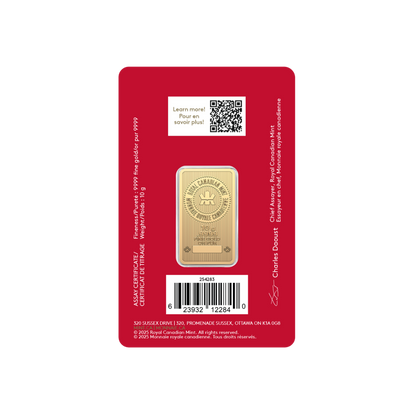 2026 Lunar Year of the Horse 10 g 99.99% Pure Gold Bar (Premium Bullion) ROYAL CANADIAN MINT