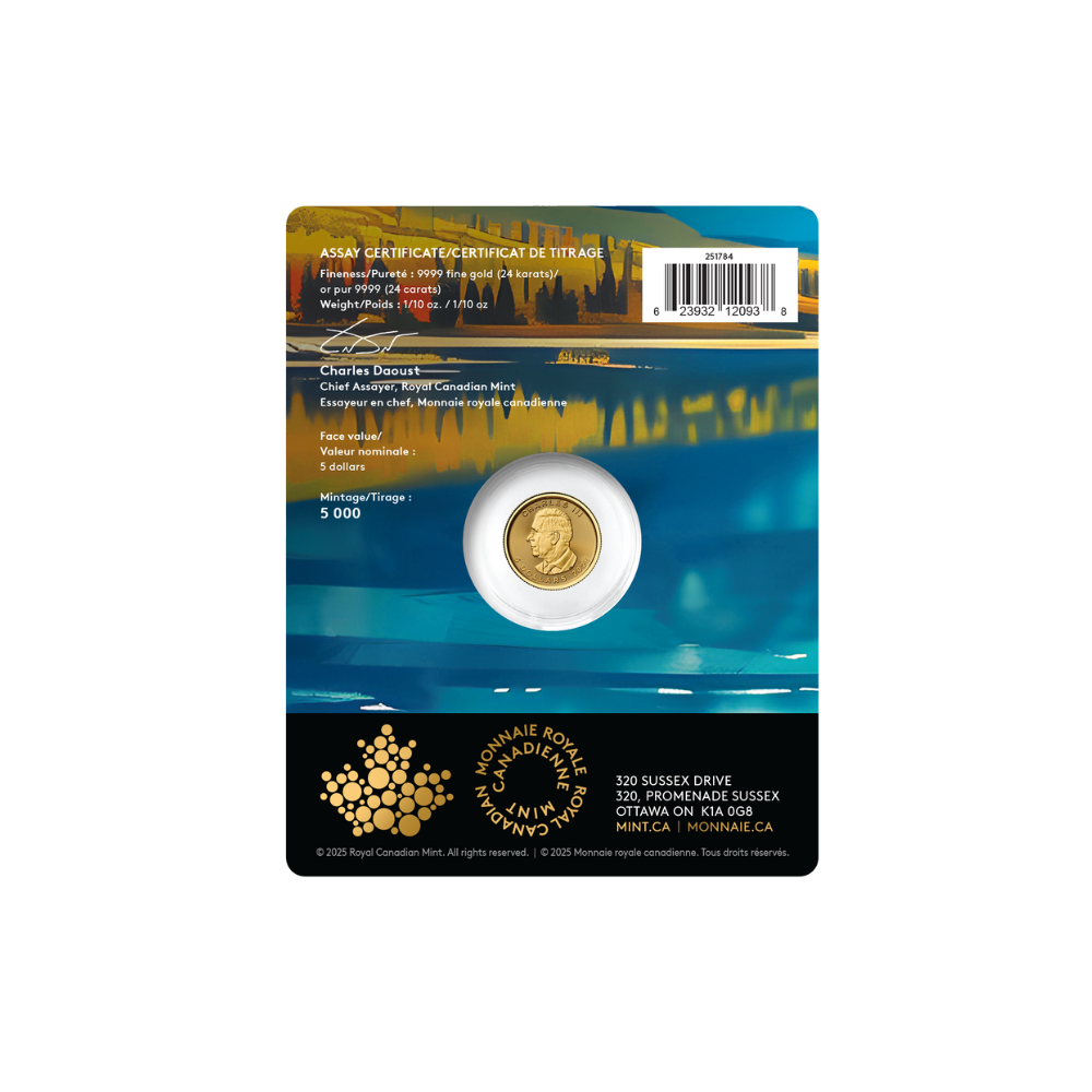 2026 Treasured Gold Maple Leaf: Wolf Privy Mark 1/10 Oz 99.99% Pure Gold Coin (Premium Bullion) Royal Canadian Mint