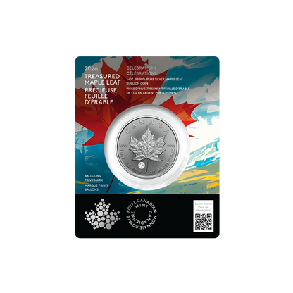 2026 Treasured Silver Maple Leaf: Celebration Privy Mark 1 Oz 99.99% Pure Silver Coin (Premium Bullion) Royal Canadian Mint