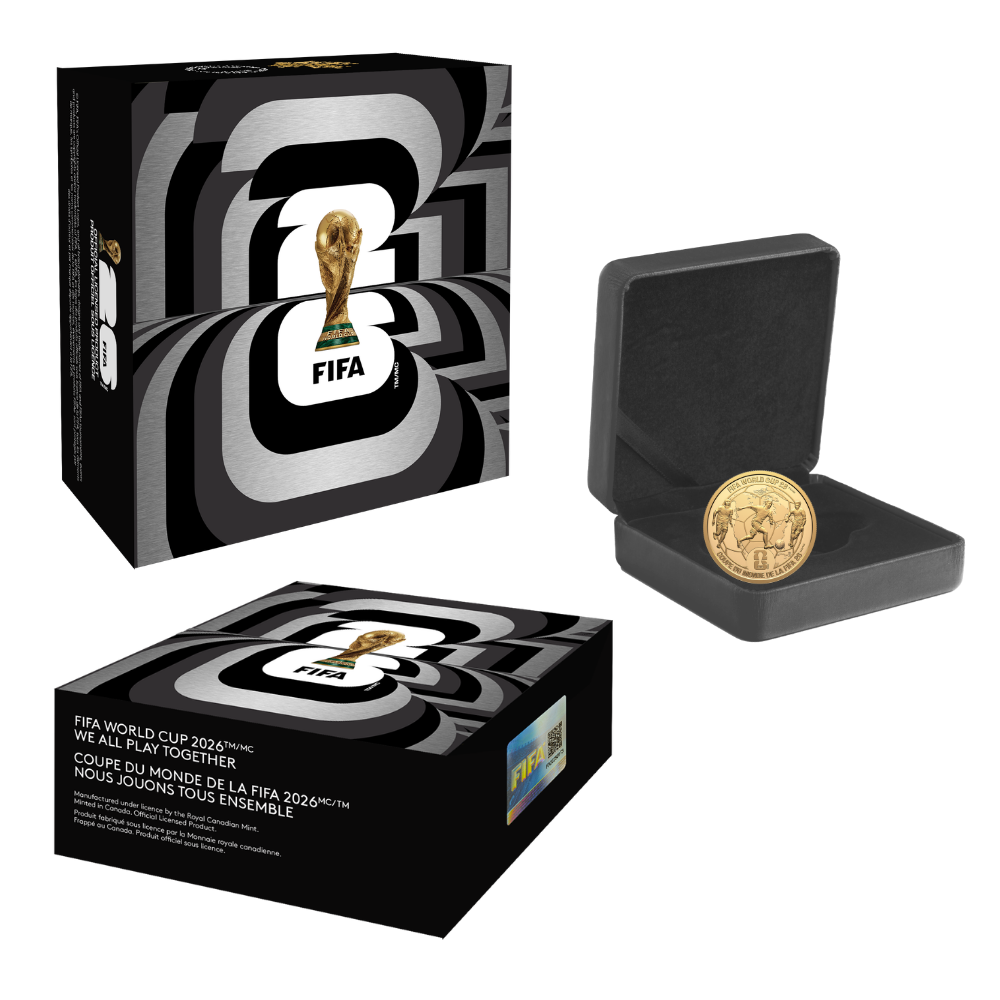 FIFA World Cup 2026ᵀᴹ We All Play Together 1 Oz Pure Gold Coin Canada 2026 Royal Canadian Mint
