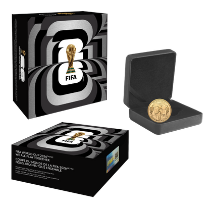 FIFA World Cup 2026ᵀᴹ We All Play Together 1 Oz Pure Gold Coin Canada 2026 Royal Canadian Mint