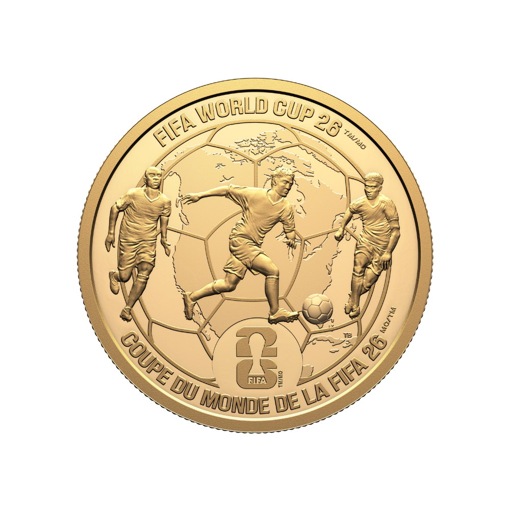 FIFA World Cup 2026ᵀᴹ We All Play Together 1 Oz Pure Gold Coin Canada 2026 Royal Canadian Mint