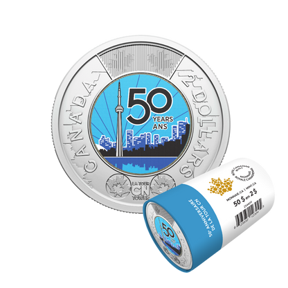 2026 $2 50th Anniversary of the CN Tower Colourized Special Wrap Roll Royal Canadian Mint