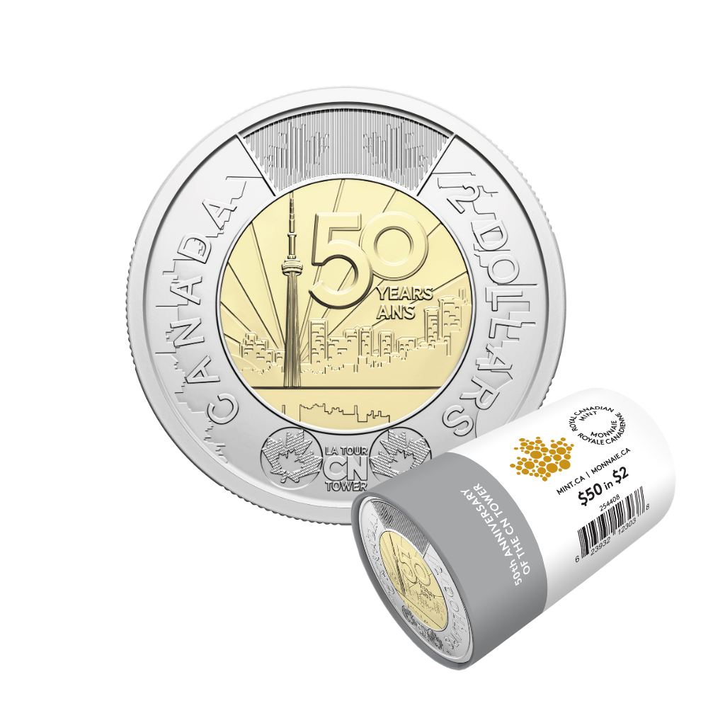 2026 $2 50th Anniversary of the CN Tower Non-colourized Special Wrap Roll