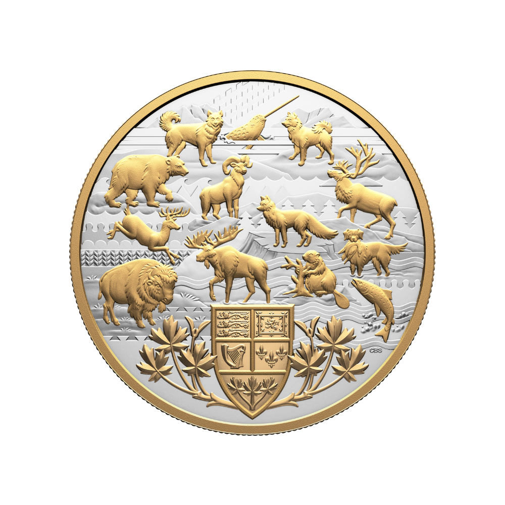 Heraldic Landscape: Animals of Canada 5 Oz Pure Silver Coin Canada 2026 Royal Canadian Mint