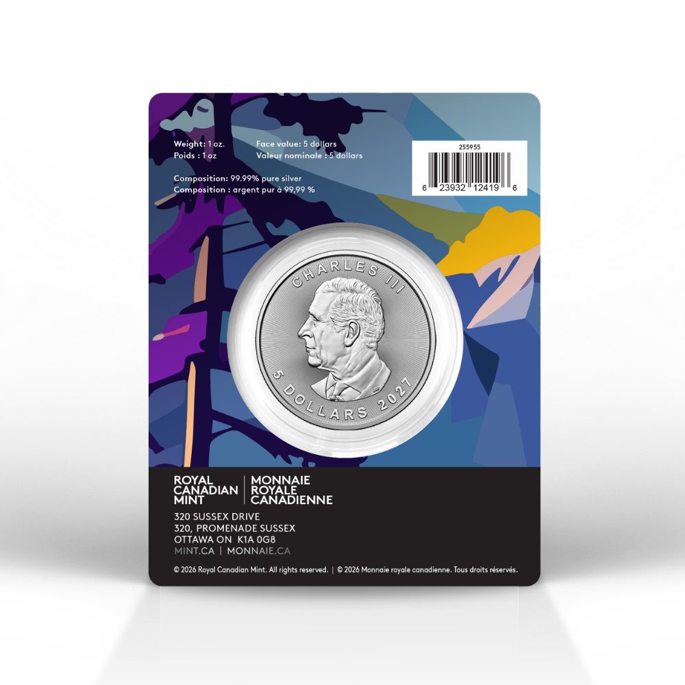 2027 Treasured Silver Maple Leaf: Four-Leaf Clover Privy Mark 1 Oz 99.99% Pure Silver Coin (Premium Bullion)
