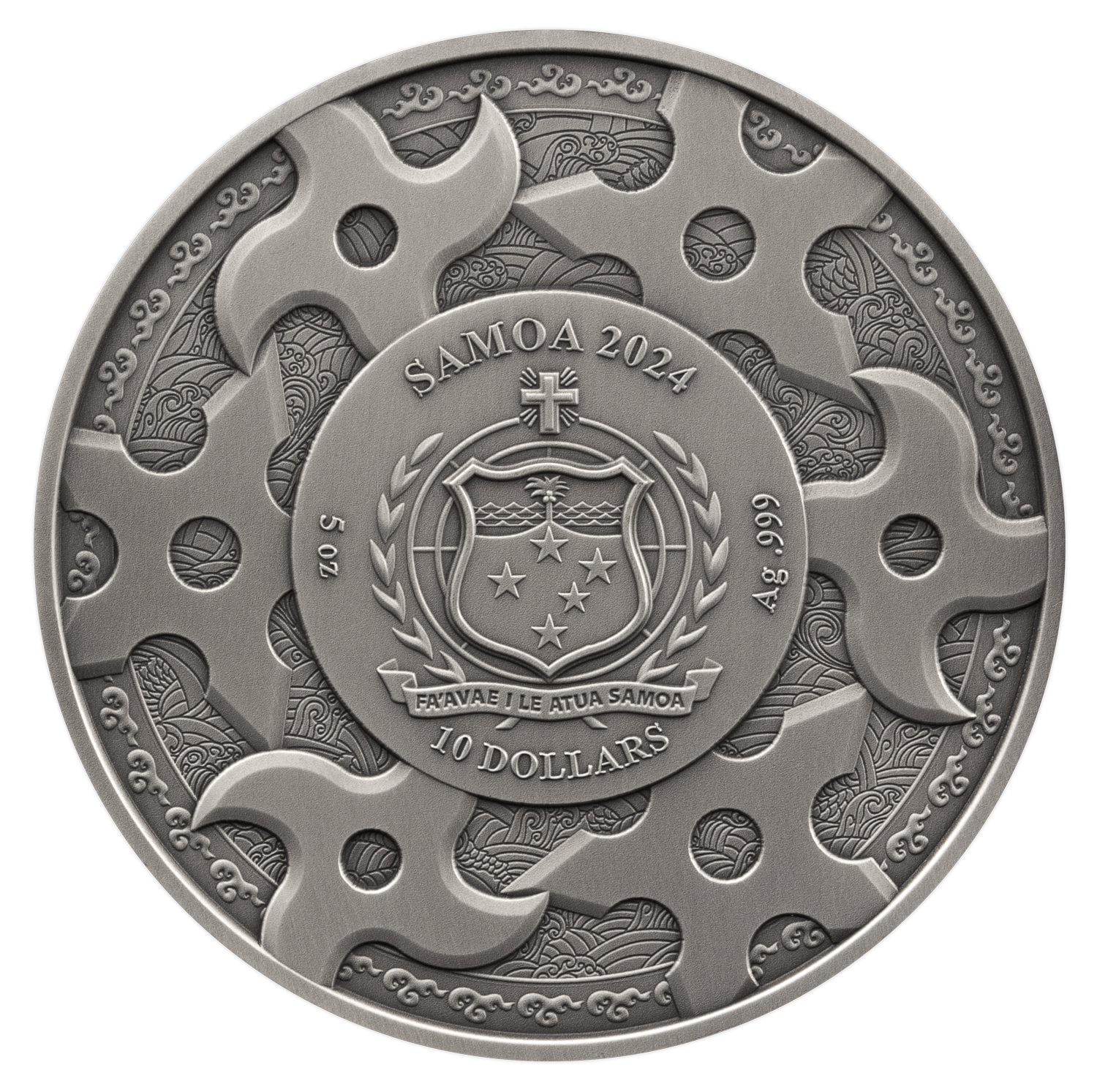 SAMURAI 5 Oz Silver Coin $10 Samoa 2024