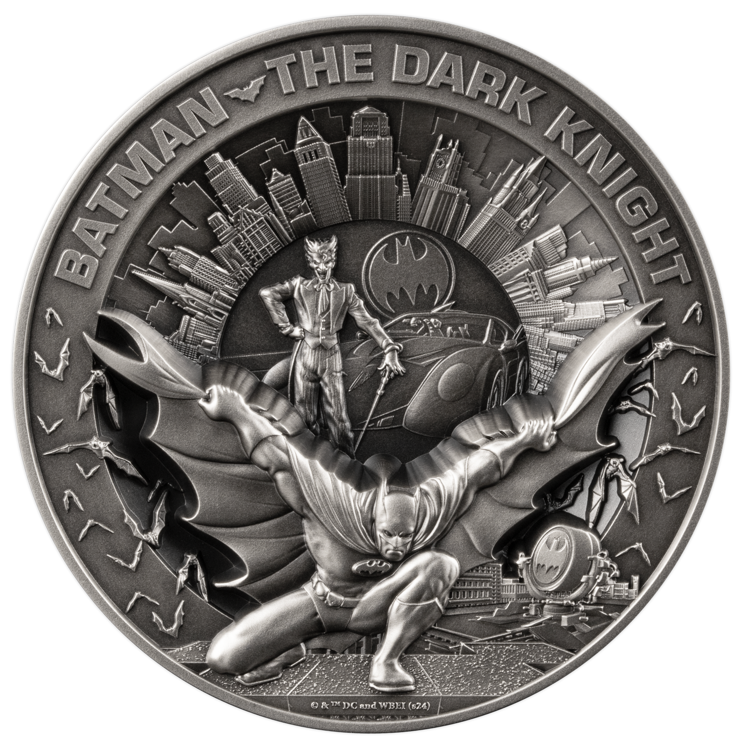 BATMAN The Dark Night 10 Oz Silver Coin $10 Barbados 2024