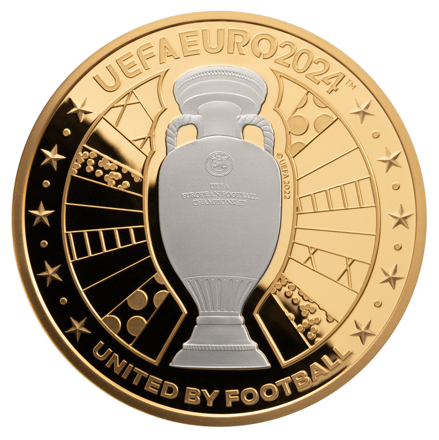 TROPHY UEFA Euro Cup 1 Oz Gold Coin $25 Solomon Islands 2024