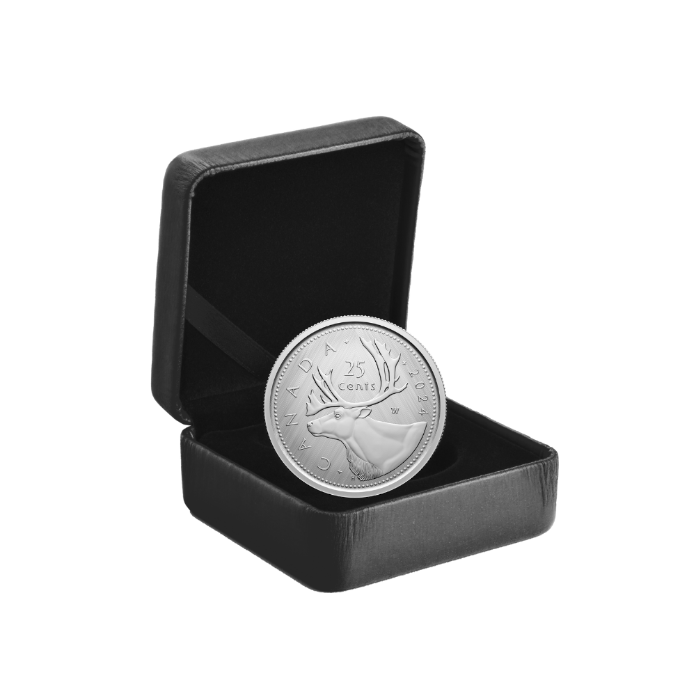 25 Cent Tribute: W Mint Mark Caribou Pure Silver Coin 2024 Canada