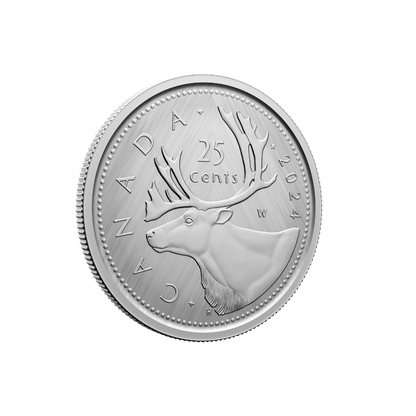 25 Cent Tribute: W Mint Mark Caribou Pure Silver Coin 2024 Canada