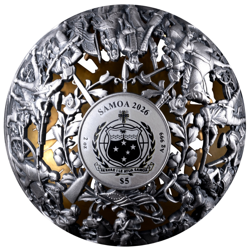 Revolution and Freedom Spherical 2 Oz Silver Coin 2026