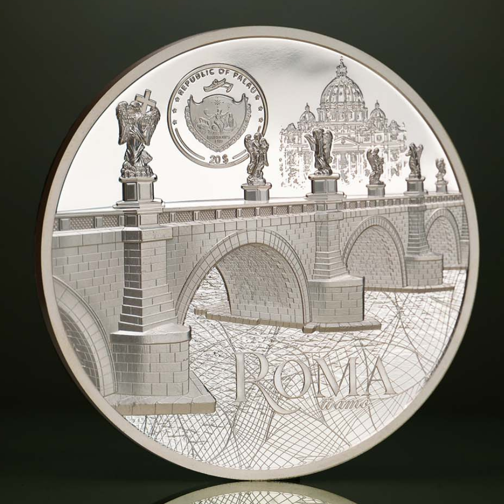 ROMA Tiffany Art Metropolis Rome 3 Oz Silver Coin $20 Palau 2022