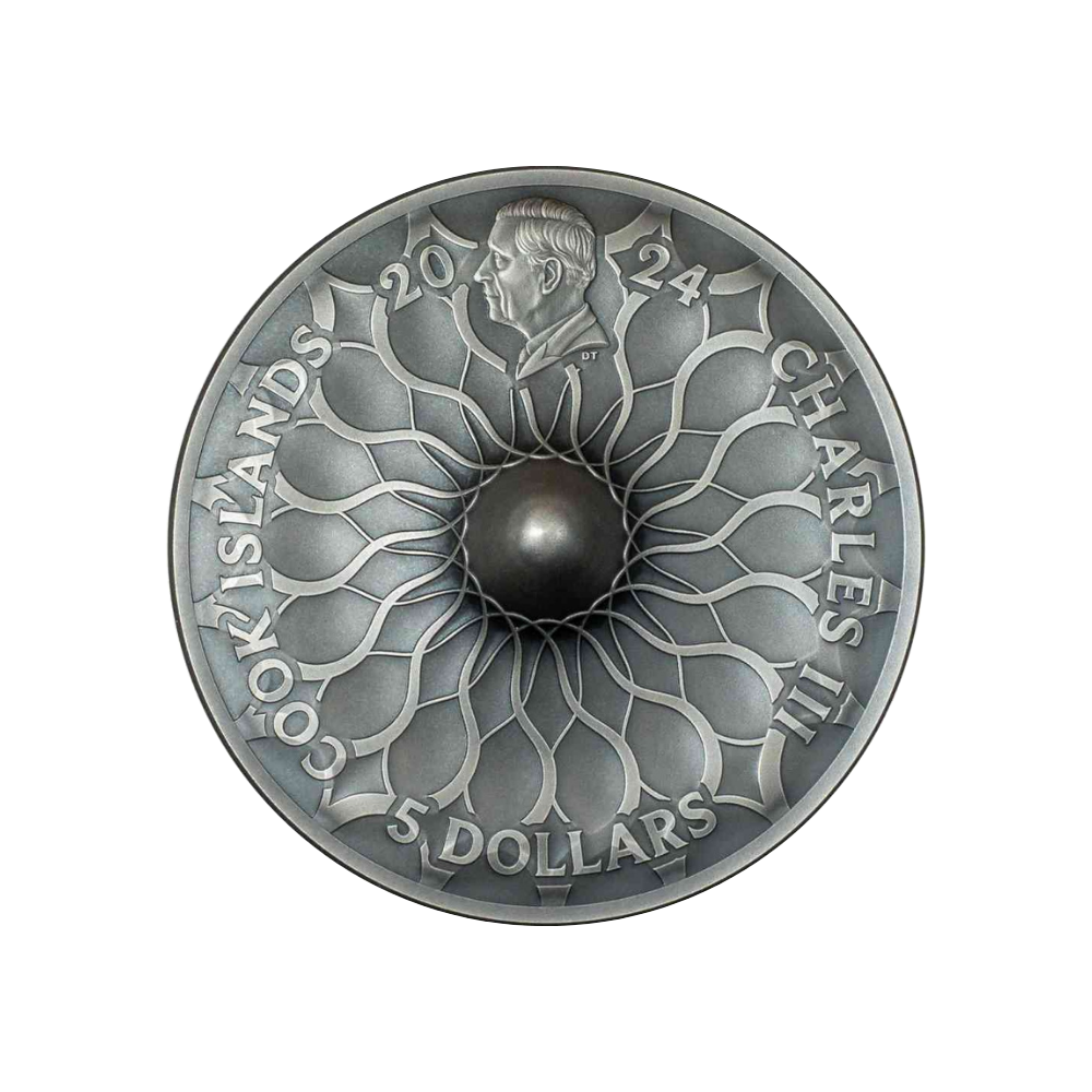 2nd EDITION SPINNING COIN Spinning Series 1 Oz Silver Coin $5 Cook Islands 2024