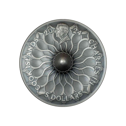 2nd EDITION SPINNING COIN Spinning Series 1 Oz Silver Coin $5 Cook Islands 2024