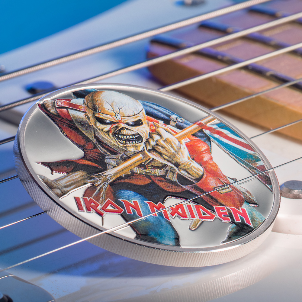 EDDIE THE TROOPER Iron Maiden 1 Oz Silver Coin $5 Cook Islands 2023